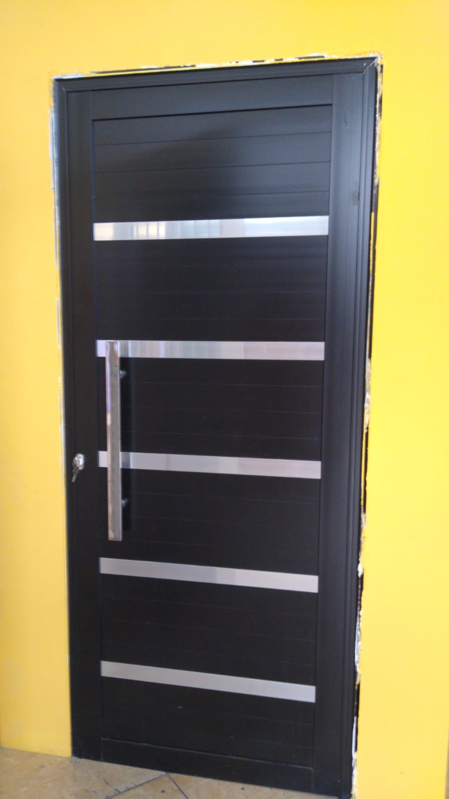 Porta Pivotante De Aluminio Preto Linha 30 Completa
