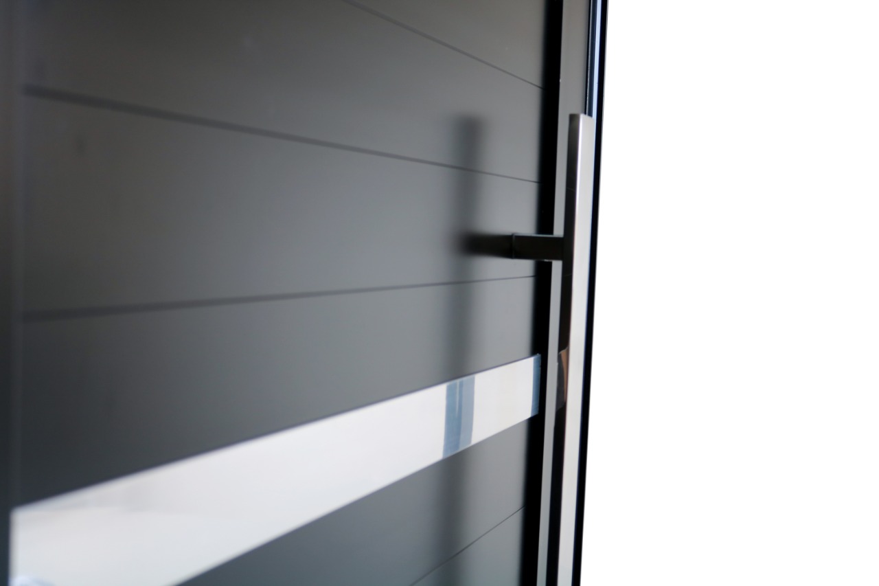 Porta Pivotante De Aluminio Preto Linha 30 Completa