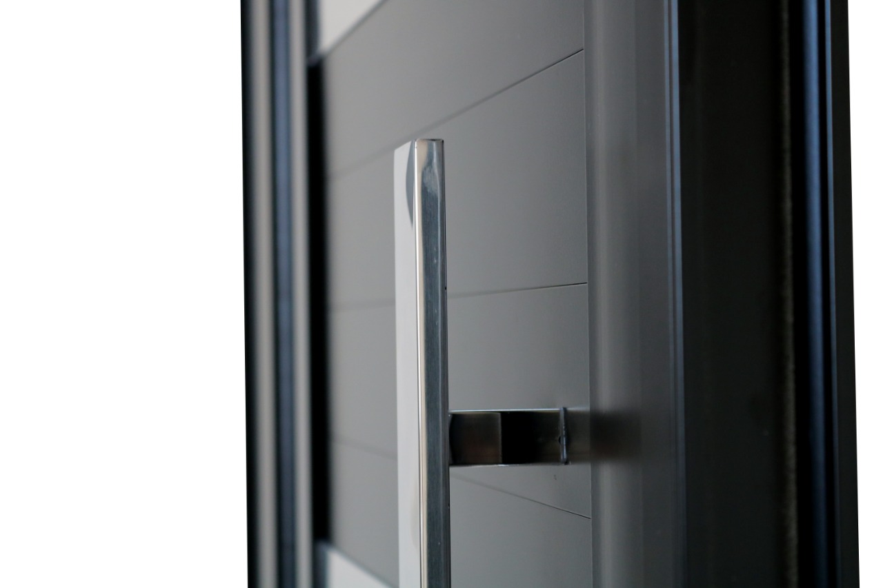 Porta Pivotante De Aluminio Preto Linha 30 Completa